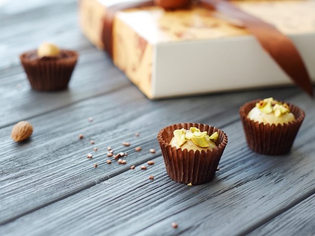 おいしいチョコレート菓子のクローズアップ