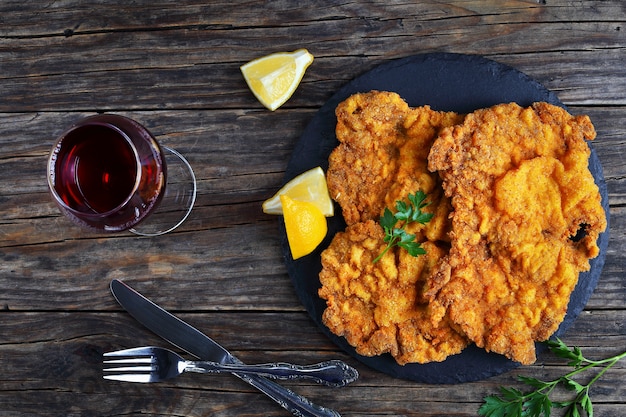 Close-up of tasty hot schnitzel