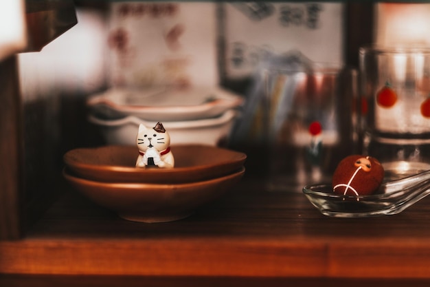 Photo close-up of tea in bowl on table