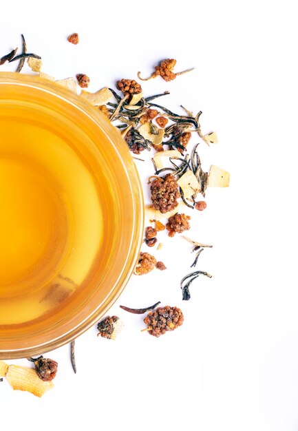 Close-up of tea cup against white background