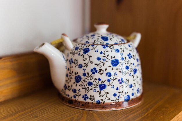 Close-up of tea cup on table