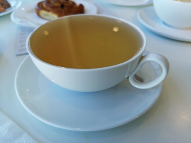 Close-up of tea cup on table