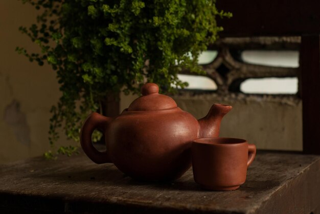 Close-up of tea cup on table