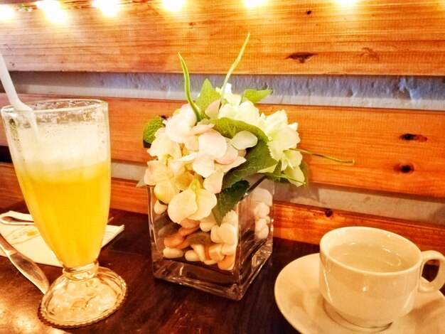 Close-up of tea served on table