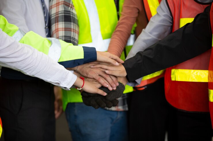 Foto close-up teamwork lid hand schudden.