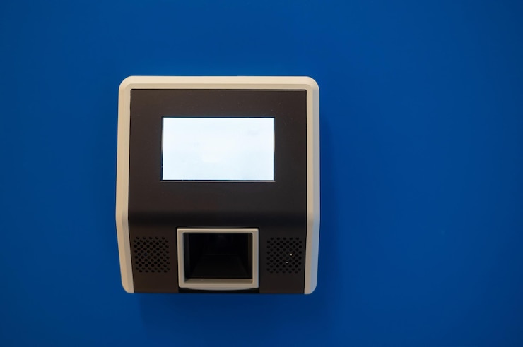 फोटो close-up of telephone booth against blue background