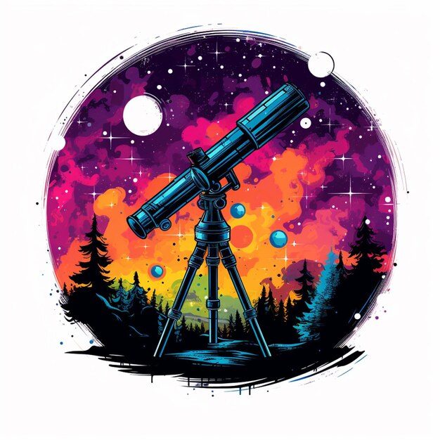 a close up of a telescope on a tripod with a sky background generative ai