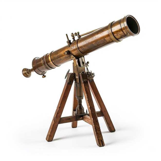 a close up of a telescope on a wooden tripod generative ai