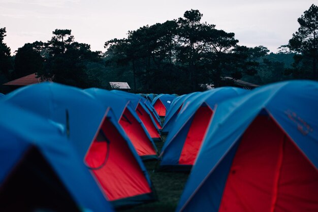 Photo close-up of tent against blue sky