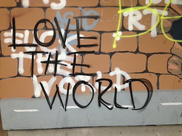 Photo close-up of text on graffiti
