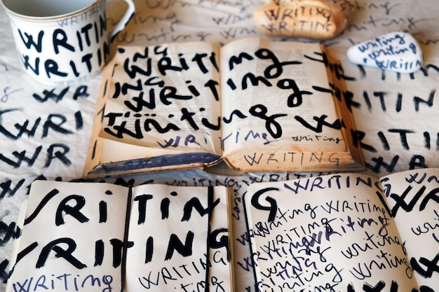 Photo close-up of text on paper at market stall