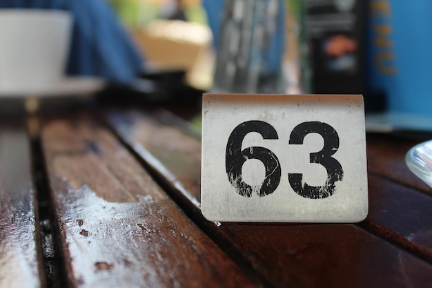 Photo close-up of text on table