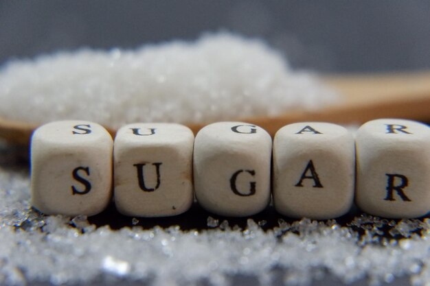 close-up of text on table