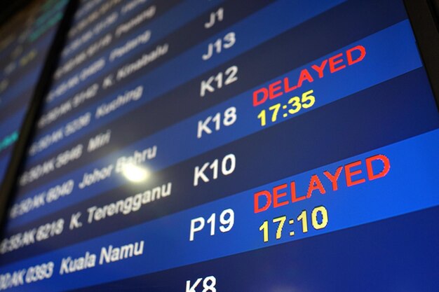 Photo close-up of text on wall at airport