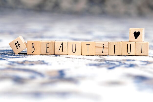 Photo close-up of text on wood