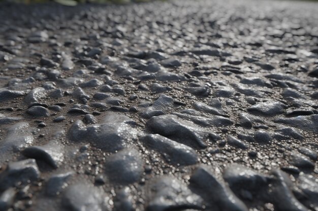 A close up of the texture of the asphalt.