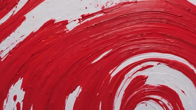 Close up texture red color paint on white colour canvas brush marks stroke for paper graphic design