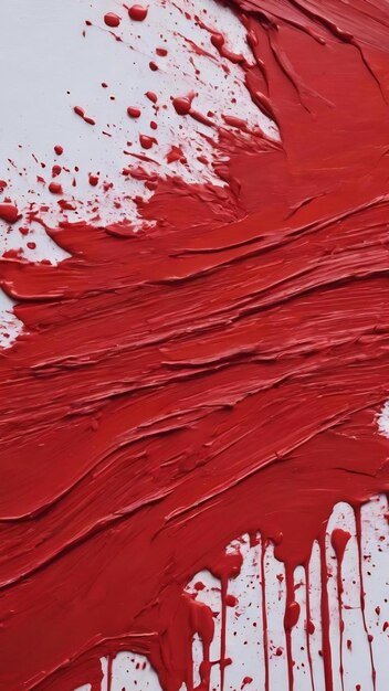 Close up texture red color paint on white colour canvas brush marks stroke for paper graphic design