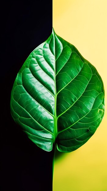 Close up textured green leaf generative ai