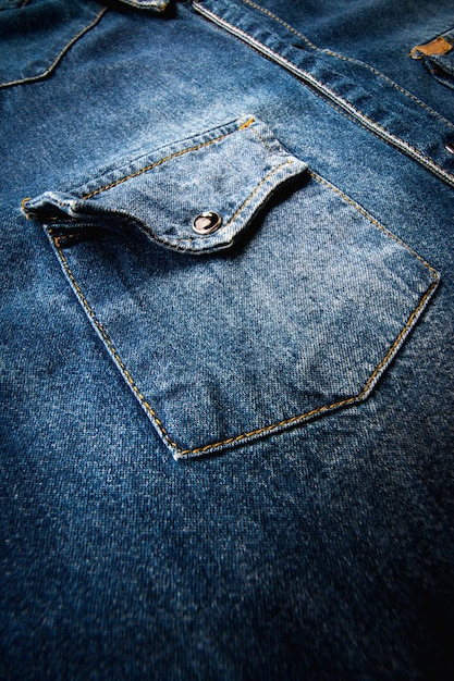 Foto close-up textuur van blauwe denim overhemd achtergrond