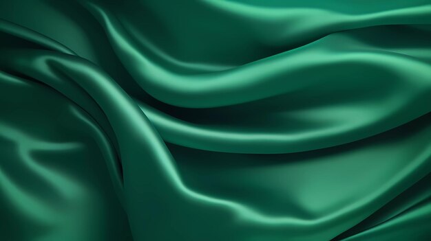 Close-up textuur van koninklijk groen zijden satijn kan worden gebruikt als abstracte achtergrond met kopieerruimte