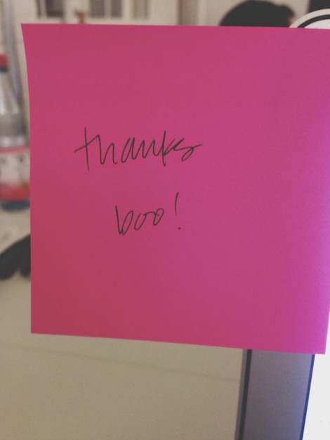 Photo close-up of thanks note