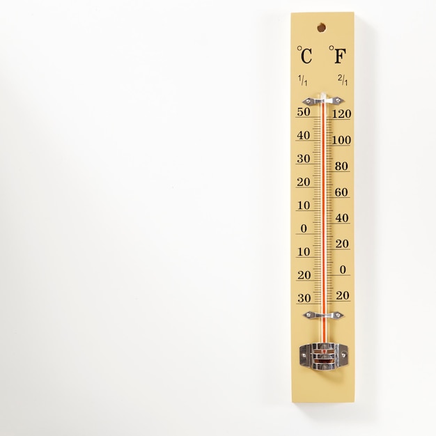 Photo close-up of thermometer over white background