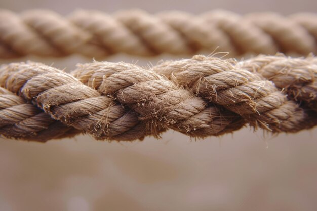 Close up of a thick rope made of natural fibers