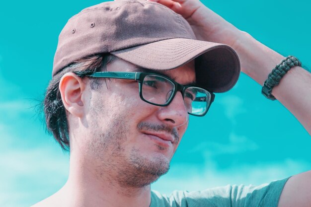 Close-up of thoughtful young man