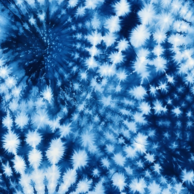 Foto un primo piano di un motivo tie dye con uno sfondo blu ai generativo