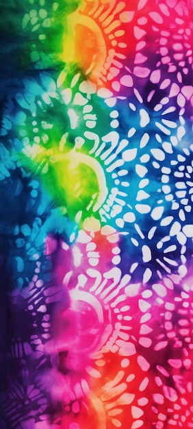 A close up of a tie dye pattern with a rainbow background generative ai