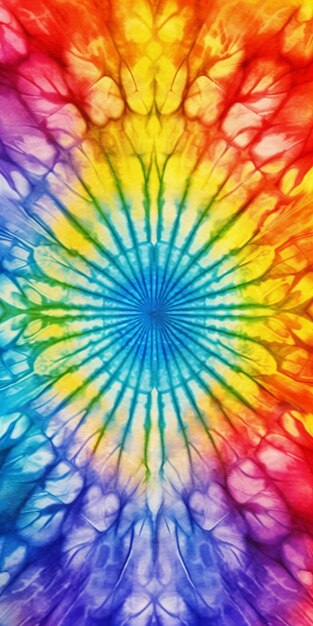 A close up of a tie dye pattern with a rainbow background generative ai