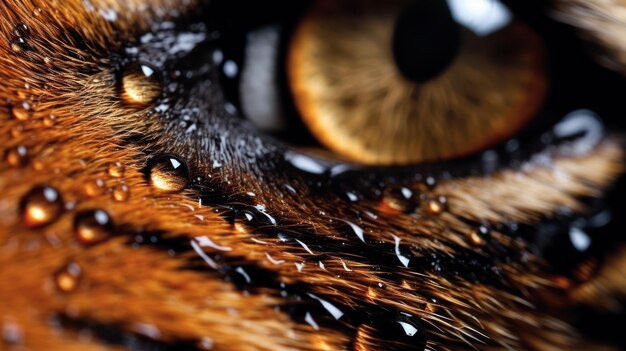 Photo close up tiger eyes and face