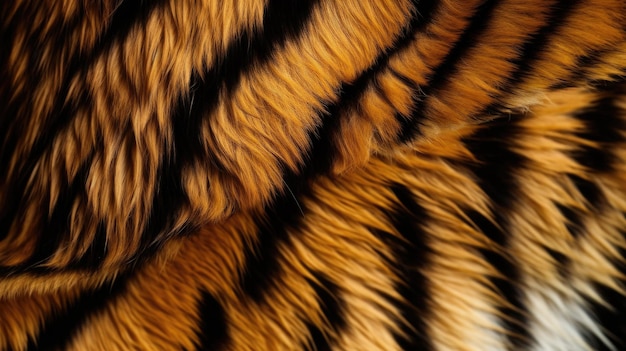 A close up of a tiger fur with black stripes.