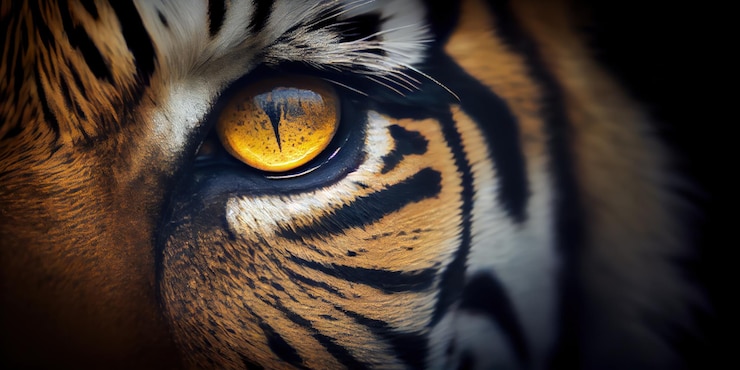 Photo a close up of a tiger's eye with yellow eyes generative ai