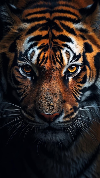 A close up of a tiger's face