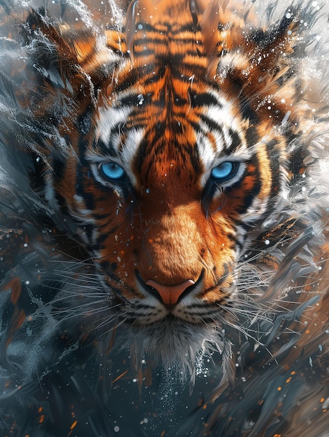 Close Up of a Tiger With Blue Eyes