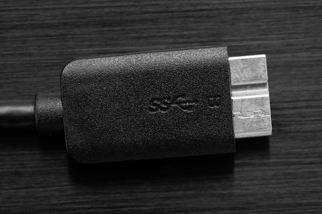 케이블 USB SS 끝의 클로즈업