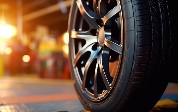 A close up of a tire on a car AI