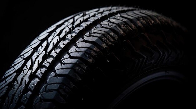 A close up of a tire on a dark background