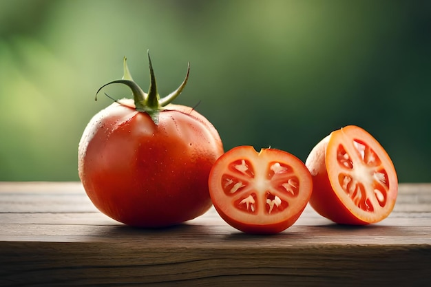 A close up of a tomato on a table