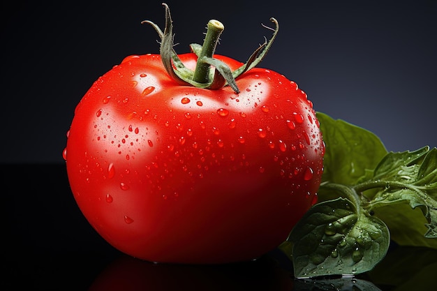 a close up of a tomato with water droplets on it