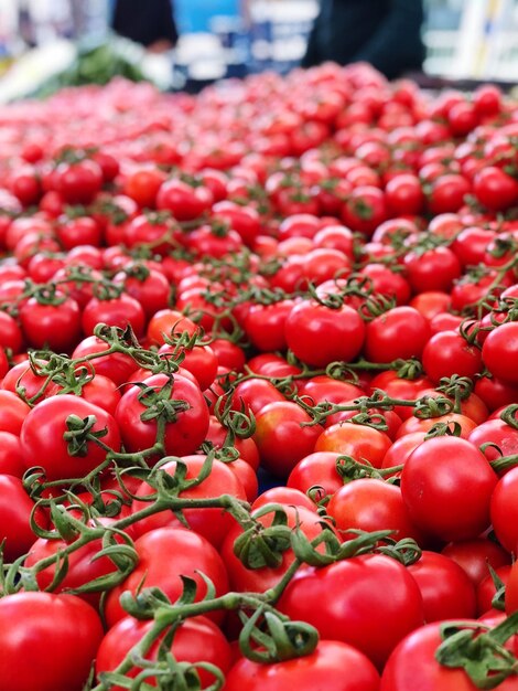 Close-up of tomatoes for sale at market stall