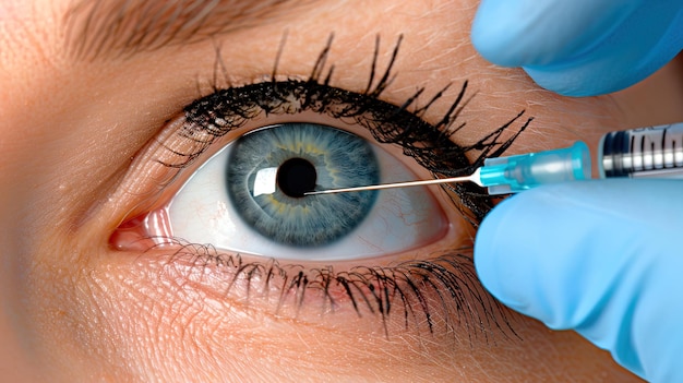 Close-up toont een cosmetoloog die Botox-injecties toedient aan een vrouw om haar gezichtsvermaak te verbeteren