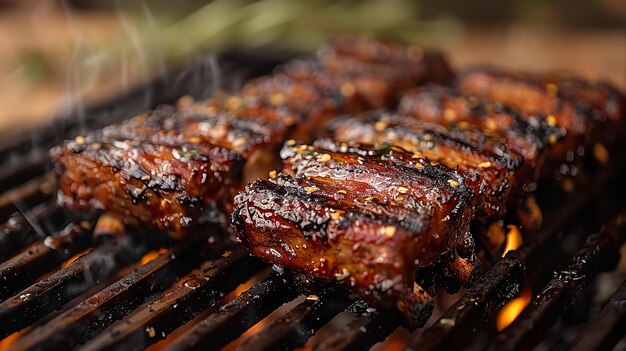 Foto close-up toont een mockup van voedsel dat wordt bereid, inclusief het snijden van een steak generative ai