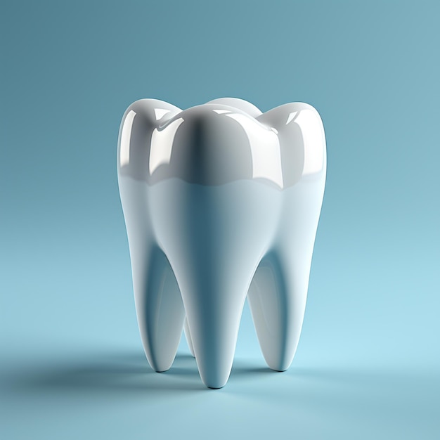 a close up of a tooth with a toothbrush on a blue background generative ai