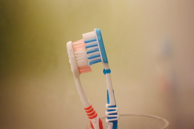 Close-up of toothbrushes
