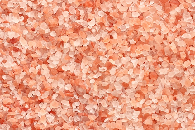 Close up top view of himalayan pink salt texture background with high resolution