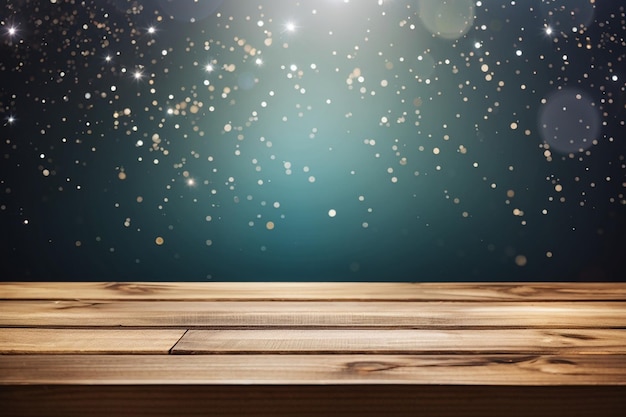 Close up of top of Wooden table or wooden floor texture with shiny Background concept for advertising