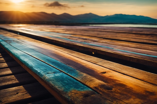 Close up of top of Wooden table or wooden floor texture with wooden Background